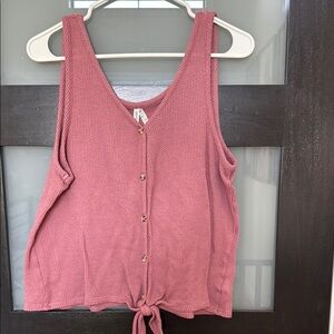 Women's Pink Button-Down Tank Top